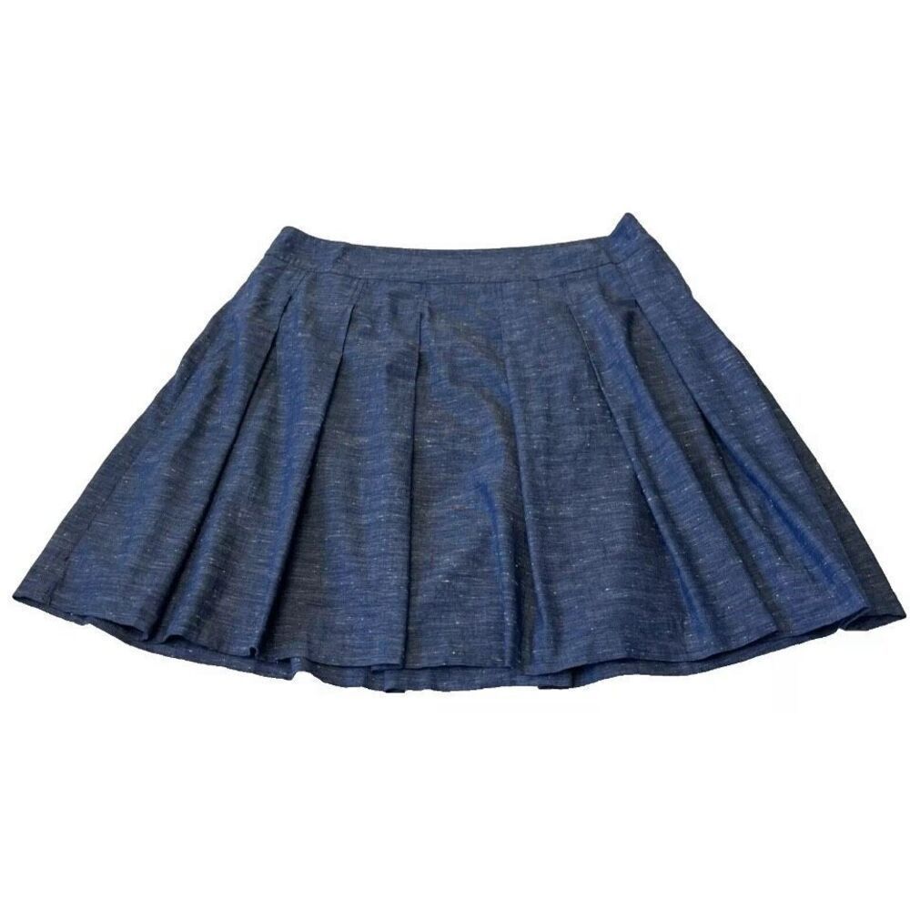 Boden Women's Blue Marl Knee-Length Pleated Chambray Skirt